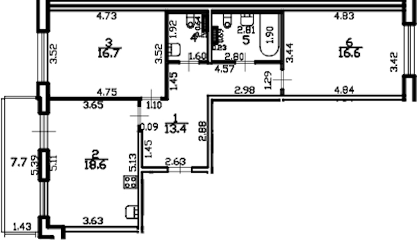 2-комнатная квартира 75.7 м², 4/4 эт., ЖК «Riviera Club»